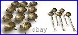 11 Vintage Silver Salt Cellars 2 Shillings & 5 Spoons 3 Pence Coins WWII