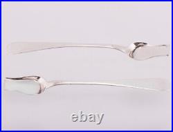 1781 Pair Antique French Sterling Silver Blue Crystal Open Sald Cellar Set Spoon