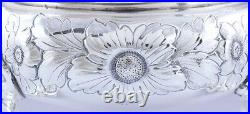 1857 Lovely English Victorian Sterling Silver Floral Chased Open Salt Cellars