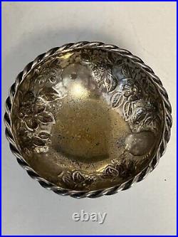 1860s S Kirk & Sons Sterling Silver Repousse Footed Gold Washed Salt Cellar