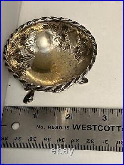 1860s S Kirk & Sons Sterling Silver Repousse Footed Gold Washed Salt Cellar