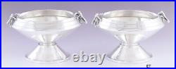 1871 Neat Pair Gorham Sterling Silver Open Salt Cellars Bug Design