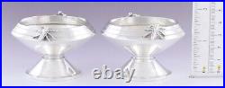 1871 Neat Pair Gorham Sterling Silver Open Salt Cellars Bug Design