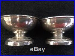 1873-1891 Antique Tiffany Sterling Salt Cellar Set Of 4 Gold Wash Bowl