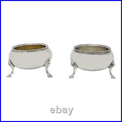 1875 Antique Victorian Era Pair Sterling Silver Salt Cellars (SL118-)