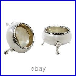 1875 Antique Victorian Era Pair Sterling Silver Salt Cellars (SL118-)