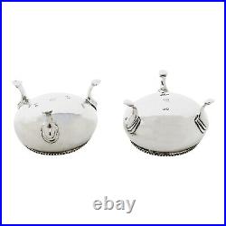 1875 Antique Victorian Era Pair Sterling Silver Salt Cellars (SL118-)