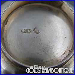 1886 Antique St. Petersburg Russia 84 Silver Shield Salt Cellar & Sterling Spoon