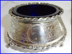1888 HILLIARD & THOMASON Aesthetic Sterling Silver Salt Cellars with Glass Liners