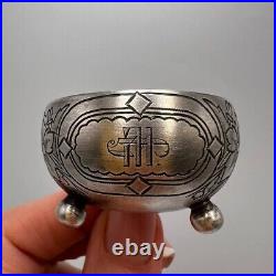 1891 Original Antique Imperial Silver 84 Engraved Caviar Bowl Salt Cellar 21.7gr