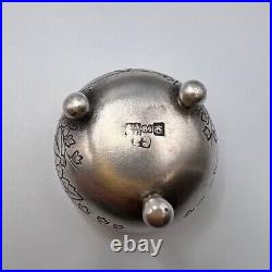 1891 Original Antique Imperial Silver 84 Engraved Caviar Bowl Salt Cellar 21.7gr