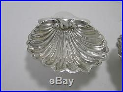 1895 LONDON ENGLISH STERLING SILVER SCALLOP SHELL SALTS/ BUTTER DISH 125.5 grams