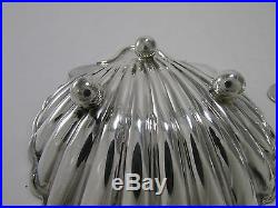 1895 LONDON ENGLISH STERLING SILVER SCALLOP SHELL SALTS/ BUTTER DISH 125.5 grams