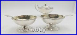 18th Century Pair of Sterling Silver Open Salts and Mustard Pot Georgian Style
