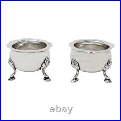 1903 Antique Edwardian Era Pair Sterling Silver Salt Cellars (SL111-)