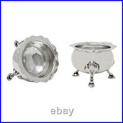 1903 Antique Edwardian Era Pair Sterling Silver Salt Cellars (SL111-)