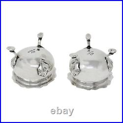 1903 Antique Edwardian Era Pair Sterling Silver Salt Cellars (SL111-)