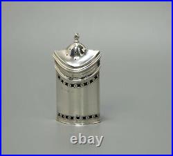 1912 William Aitken Sterling Silver Salt Shaker Chinoiserie Pagoda Cobalt Glass