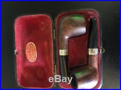 1927 Loewe & Co cased pair antique Ben Wade country briar silver pipes