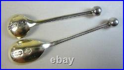1936 Antique English Sterling Individual Salt Cellar Pepper & Mustard w Spoons