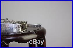 19th C. Chinese Sterling Silver Miniature Boat Glass Insert Salt Cellar CC Loose