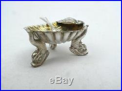 19th Century 5pc Silverplate DOLPHIN Footed SHELL Form Open Salts in Case