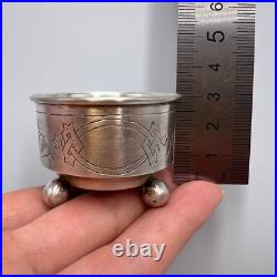 19th Original Antique Imperial Russian Silver 84 Engraved Bowl Salt Cellar 24.7g