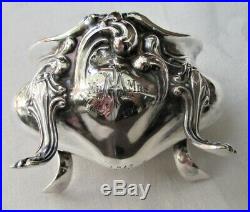 2 1902 Whiting Sterling Silver Footed Art Nouveau Ornate Open Salt Cellars