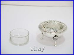 2.75 in Sterling Silver S. Kirk & Son Antique Floral Repousse Footed Salt Cellar