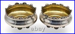 2 Antique DOMINICK & HAFF Sterling Silver Salt Cellar Bowls Gold Wash