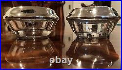 2 Antique Frank M. Whiting Open Crystal Salt Cellars withSterling Rims 1866-1926