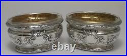 2 Antique French 950 Silver Salt Cellars & Liners c1900 by Henri Soufflot