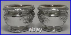 2 Antique French 950 Silver Salt Cellars & Liners c1900 by Henri Soufflot