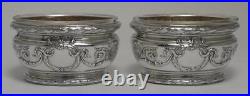 2 Antique French 950 Silver Salt Cellars & Liners c1900 by Henri Soufflot