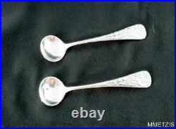 2 Antique Gorham Sterling Silver Open Salt Cellars Nautical Repousse & Spoons