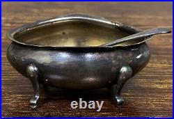 2 Antique Hallmarked Sterling Silver Salt Cellars with Spoons! 189