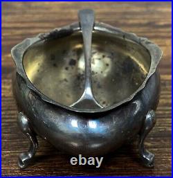 2 Antique Hallmarked Sterling Silver Salt Cellars with Spoons! 189