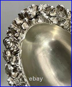 2 Antique Spaulding Sterling Silver Large Master Salt Dishes Floral Repousse