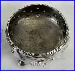 2 Antique Tiffany Aesthetic Sterling Silver Wave Ball Bead Salt Cellar Dish Bowl