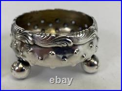 2 Antique Tiffany Victorian Sterling Silver Wave Ball Bead Salt Cellar Dish Bowl