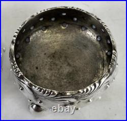 2 Antique Tiffany Victorian Sterling Silver Wave Ball Bead Salt Cellar Dish Bowl