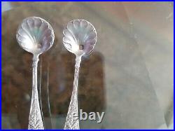 2 Edouard Ernie Salt Spoons and Cellars French Sterling Silver 950 / 1000