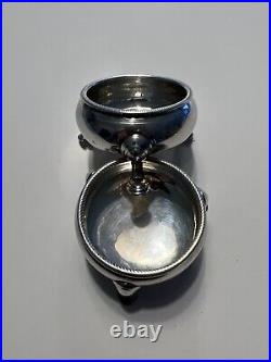 2 English Georgian solid Sterling Silver Salt Cellar Master Footed 5.8 US Oz