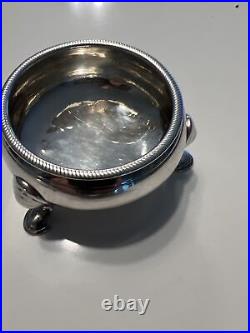 2 English Georgian solid Sterling Silver Salt Cellar Master Footed 5.8 US Oz