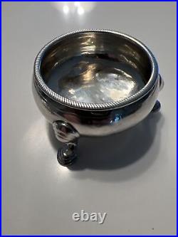 2 English Georgian solid Sterling Silver Salt Cellar Master Footed 5.8 US Oz