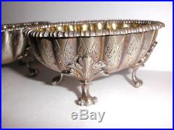 2 Exquisite Antique 1850s Sterling Silver Tiffany co open salt cellars gold wash