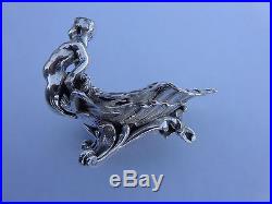 2 French Art Nouveau Small Solid Silver Mermaid Sculptures Waves Shells Bowls