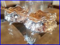 2 French Sterling Silver Salt Cellars with Spoons 950 / 1000