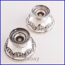 2 Heavy American Sterling Silver Salt Cellars #151 Floral Swags No Monogram