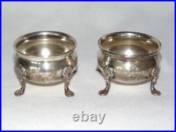 2 Lovely Antique STERLING SILVER Footed Salt Cellar Dips, PRILL, New York